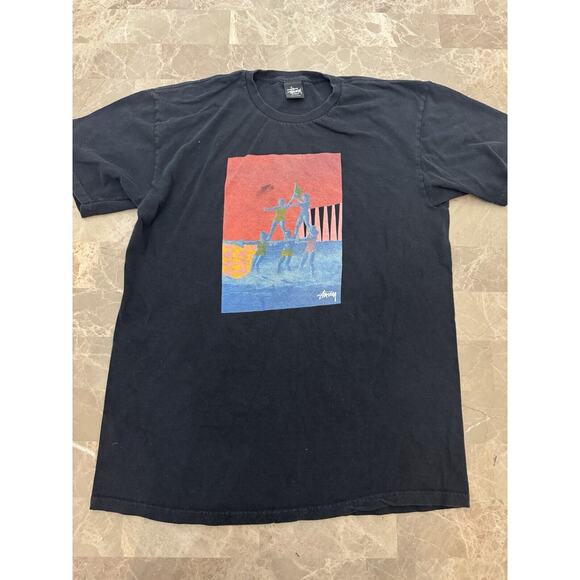 Vintage Y2K Stussy Big Graphic T-Shirt Skate Stüssy Men’s Large Water Ski - Picture 1 of 7